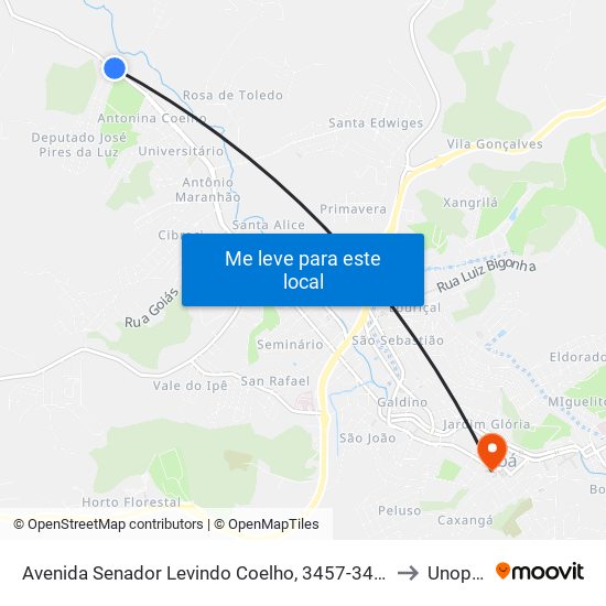 Avenida Senador Levindo Coelho, 3457-3483 to Unopar map