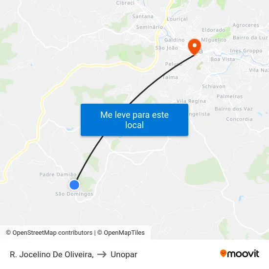 R. Jocelino De Oliveira, to Unopar map