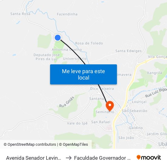 Avenida Senador Levindo Coelho, 3486-3510 to Faculdade Governador Ozanam Coelho - Fagoc map