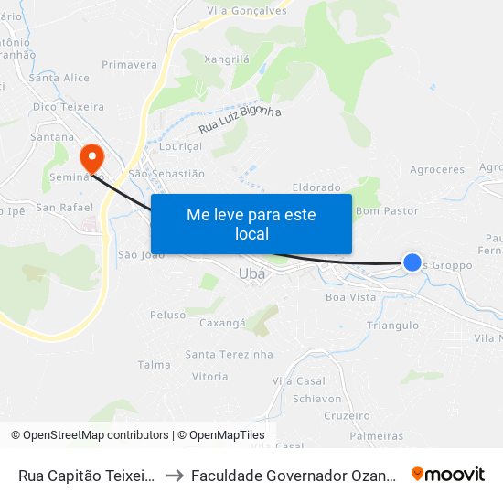 Rua Capitão Teixeira Pinto, 313 to Faculdade Governador Ozanam Coelho - Fagoc map