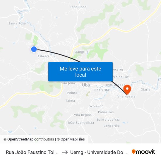 Rua João Faustino Tolêdo / Antonina Coelho to Uemg - Universidade Do Estado De Minas Gerais map