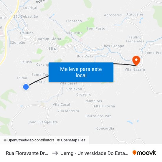Rua Fioravante Druda, 756-812 to Uemg - Universidade Do Estado De Minas Gerais map