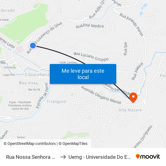 Rua Nossa Senhora Da Saúde, 314-346 to Uemg - Universidade Do Estado De Minas Gerais map