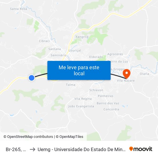 Br-265, 193 to Uemg - Universidade Do Estado De Minas Gerais map