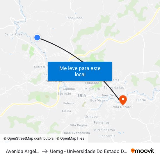 Avenida Argélia, 1-57 to Uemg - Universidade Do Estado De Minas Gerais map