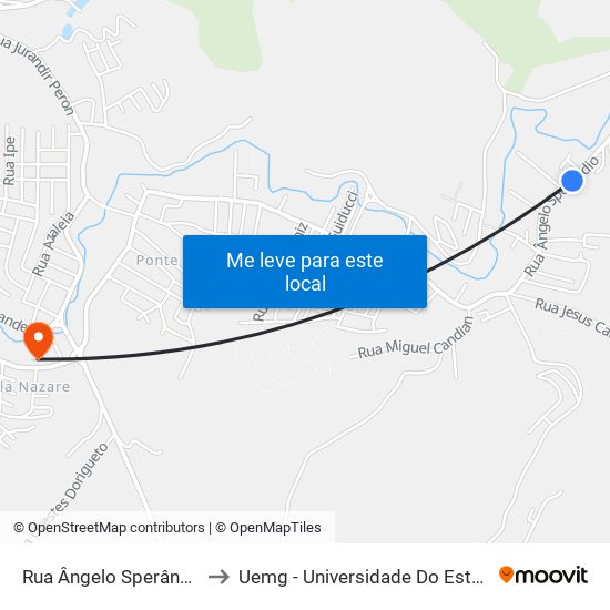 Rua Ângelo Sperândio, 1606-2176 to Uemg - Universidade Do Estado De Minas Gerais map