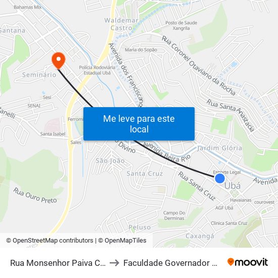 Rua Monsenhor Paiva Campos / Pam Criança to Faculdade Governador Ozanam Coelho (Fagoc) map
