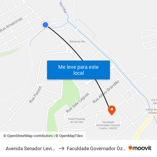 Avenida Senador Levindo Coelho/Itatiaia to Faculdade Governador Ozanam Coelho (Fagoc) map