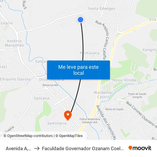 Avenida A, 160 to Faculdade Governador Ozanam Coelho (Fagoc) map