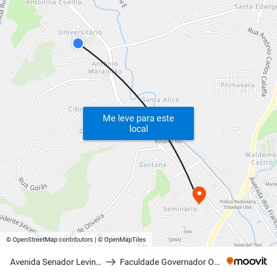 Avenida Senador Levindo Coelho, 922-992 to Faculdade Governador Ozanam Coelho (Fagoc) map