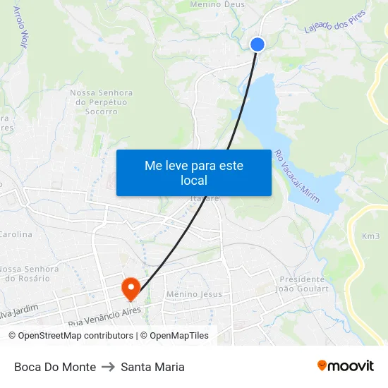 Boca Do Monte to Santa Maria map