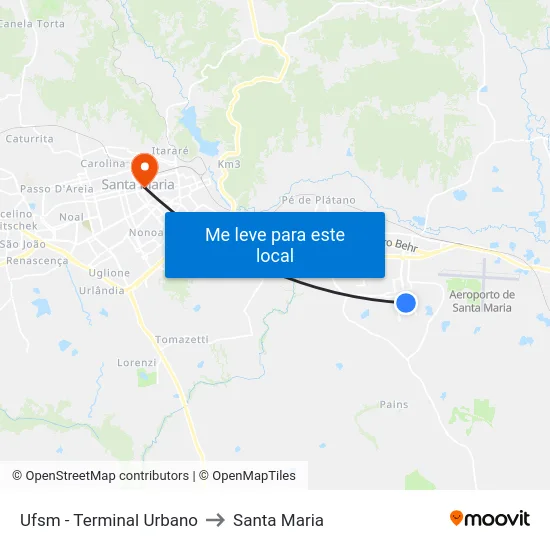 Ufsm - Terminal Urbano to Santa Maria map