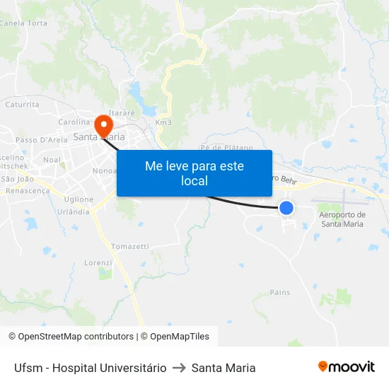 Ufsm - Hospital Universitário to Santa Maria map