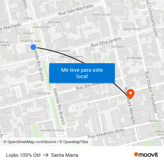 Lojão 100% Útil to Santa Maria map