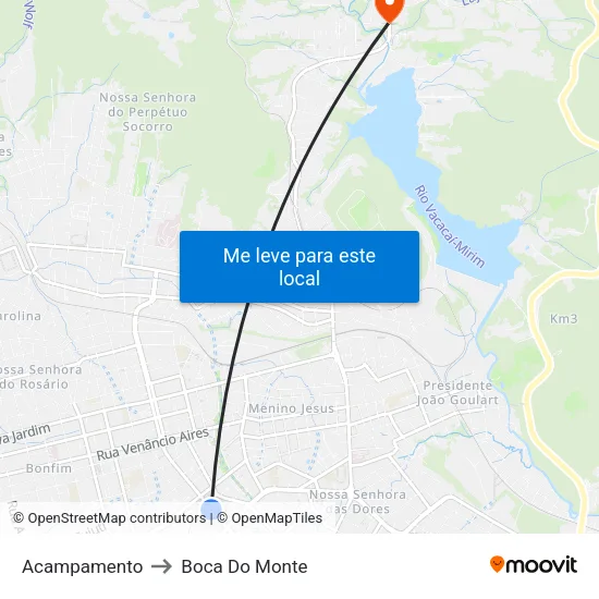 Acampamento to Boca Do Monte map