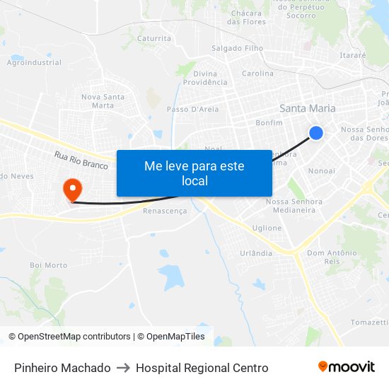 Pinheiro Machado to Hospital Regional Centro map