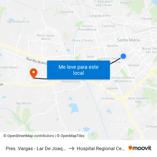Pres. Vargas - Lar De Joaquina to Hospital Regional Centro map