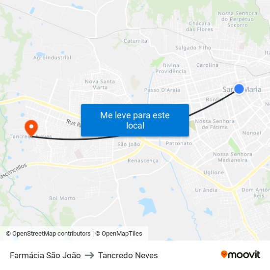 Farmácia São João to Tancredo Neves map