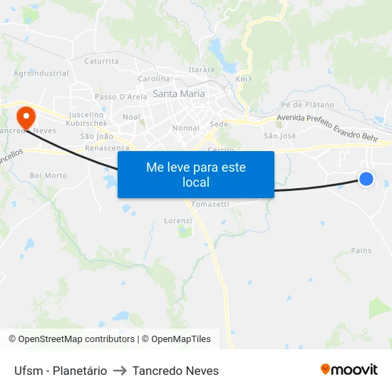 Ufsm - Planetário to Tancredo Neves map