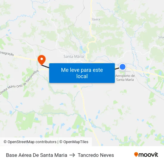 Base Aérea De Santa Maria to Tancredo Neves map