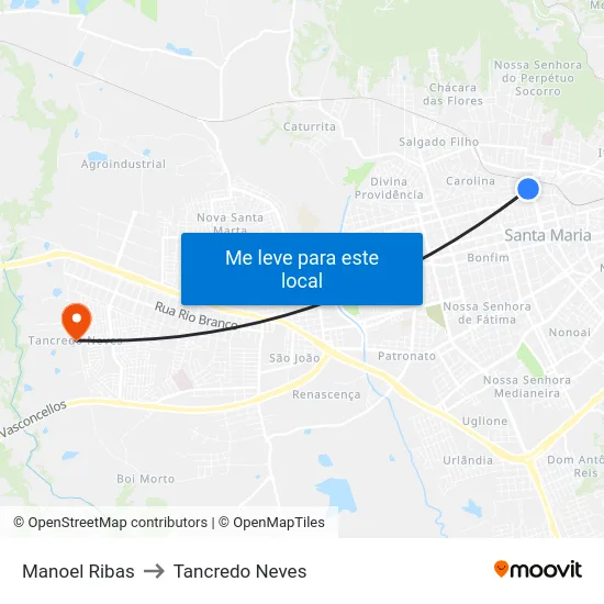 Manoel Ribas to Tancredo Neves map
