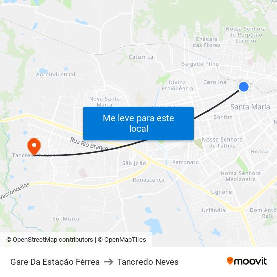 Gare Da Estação Férrea to Tancredo Neves map