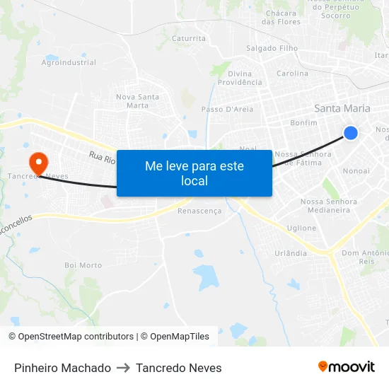 Pinheiro Machado to Tancredo Neves map