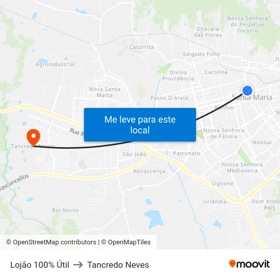 Lojão 100% Útil to Tancredo Neves map