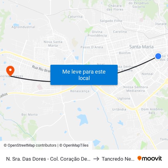 N. Sra. Das Dores - Col. Coração De Maria to Tancredo Neves map