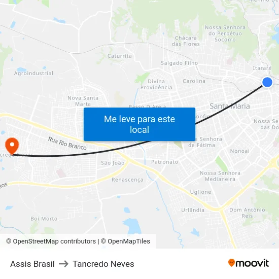 Assis Brasil to Tancredo Neves map