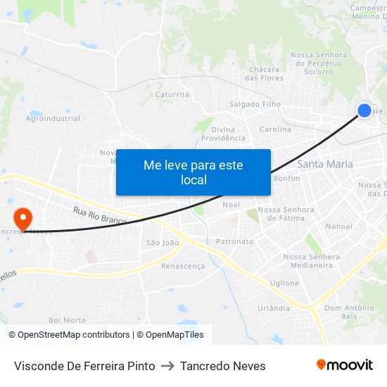 Visconde De Ferreira Pinto to Tancredo Neves map