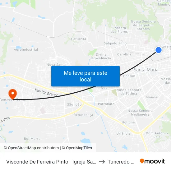 Visconde De Ferreira Pinto - Igreja Santa Catarina to Tancredo Neves map