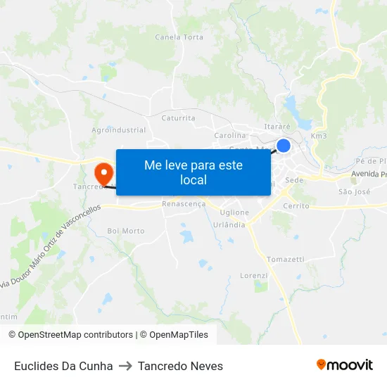 Euclides Da Cunha to Tancredo Neves map