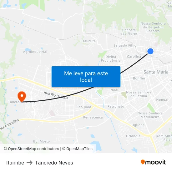 Itaimbé to Tancredo Neves map