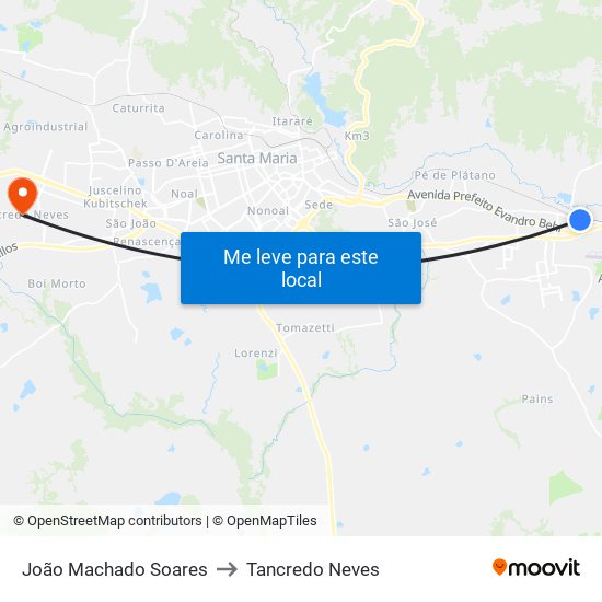 João Machado Soares to Tancredo Neves map