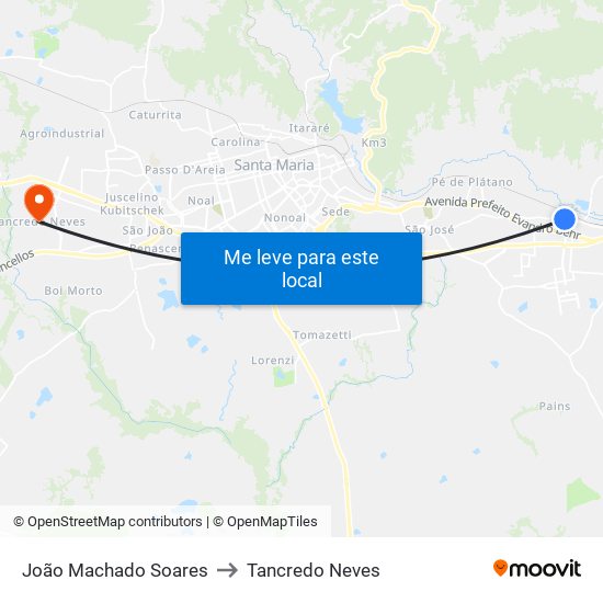 João Machado Soares to Tancredo Neves map