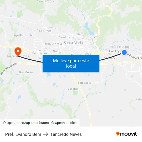 Pref. Evandro Behr to Tancredo Neves map
