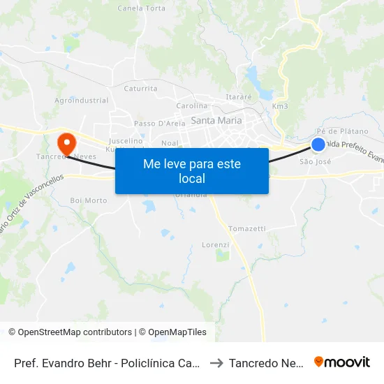 Pref. Evandro Behr - Policlínica Cauzzo to Tancredo Neves map