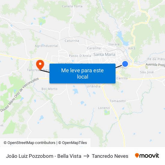 João Luiz Pozzobom - Bella Vista to Tancredo Neves map