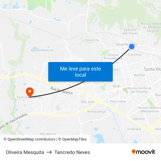 Oliveira Mesquita to Tancredo Neves map