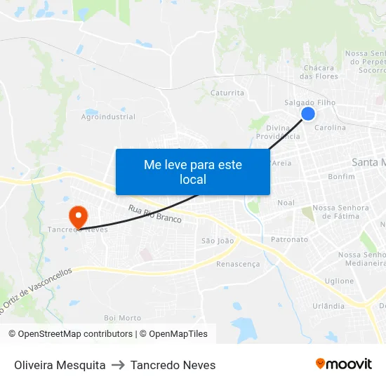 Oliveira Mesquita to Tancredo Neves map