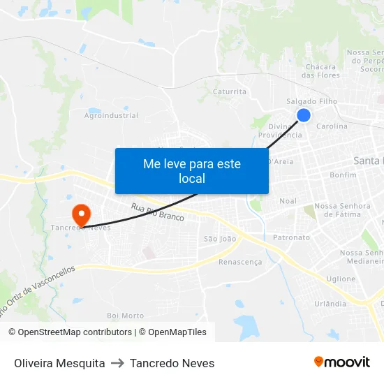 Oliveira Mesquita to Tancredo Neves map