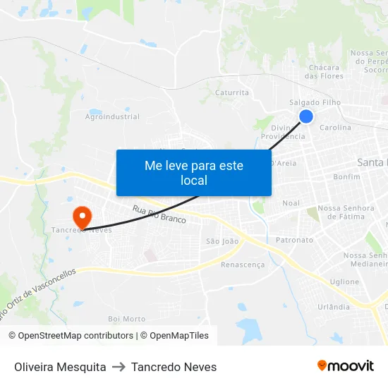 Oliveira Mesquita to Tancredo Neves map