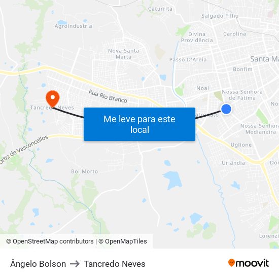 Ângelo Bolson to Tancredo Neves map