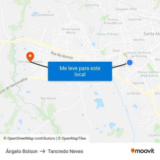 Ângelo Bolson to Tancredo Neves map