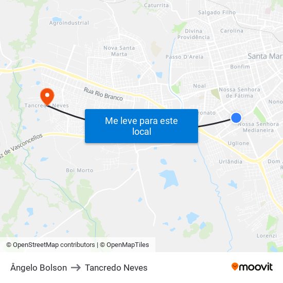 Ângelo Bolson to Tancredo Neves map