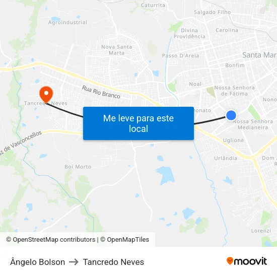 Ângelo Bolson to Tancredo Neves map