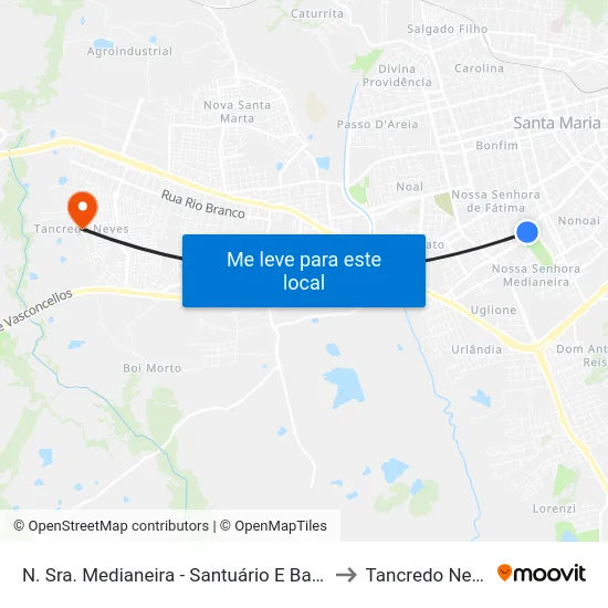 N. Sra. Medianeira - Santuário E Basílica to Tancredo Neves map