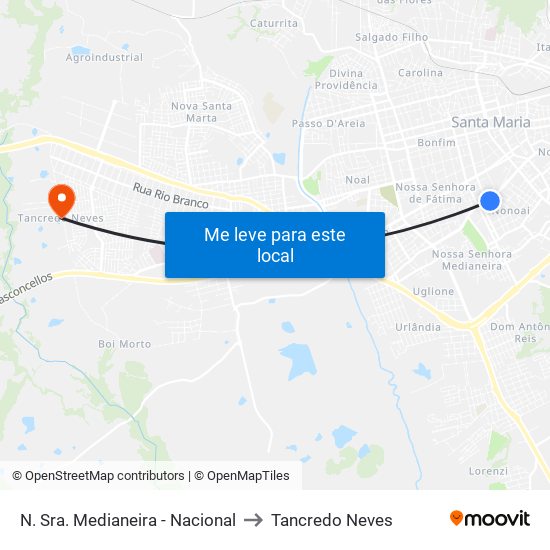 N. Sra. Medianeira - Nacional to Tancredo Neves map