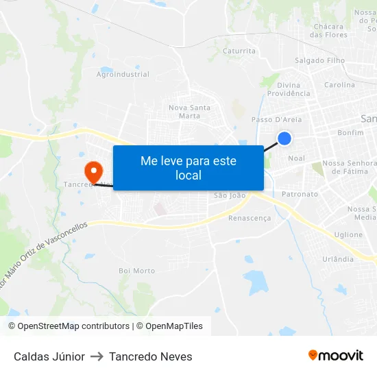 Caldas Júnior to Tancredo Neves map